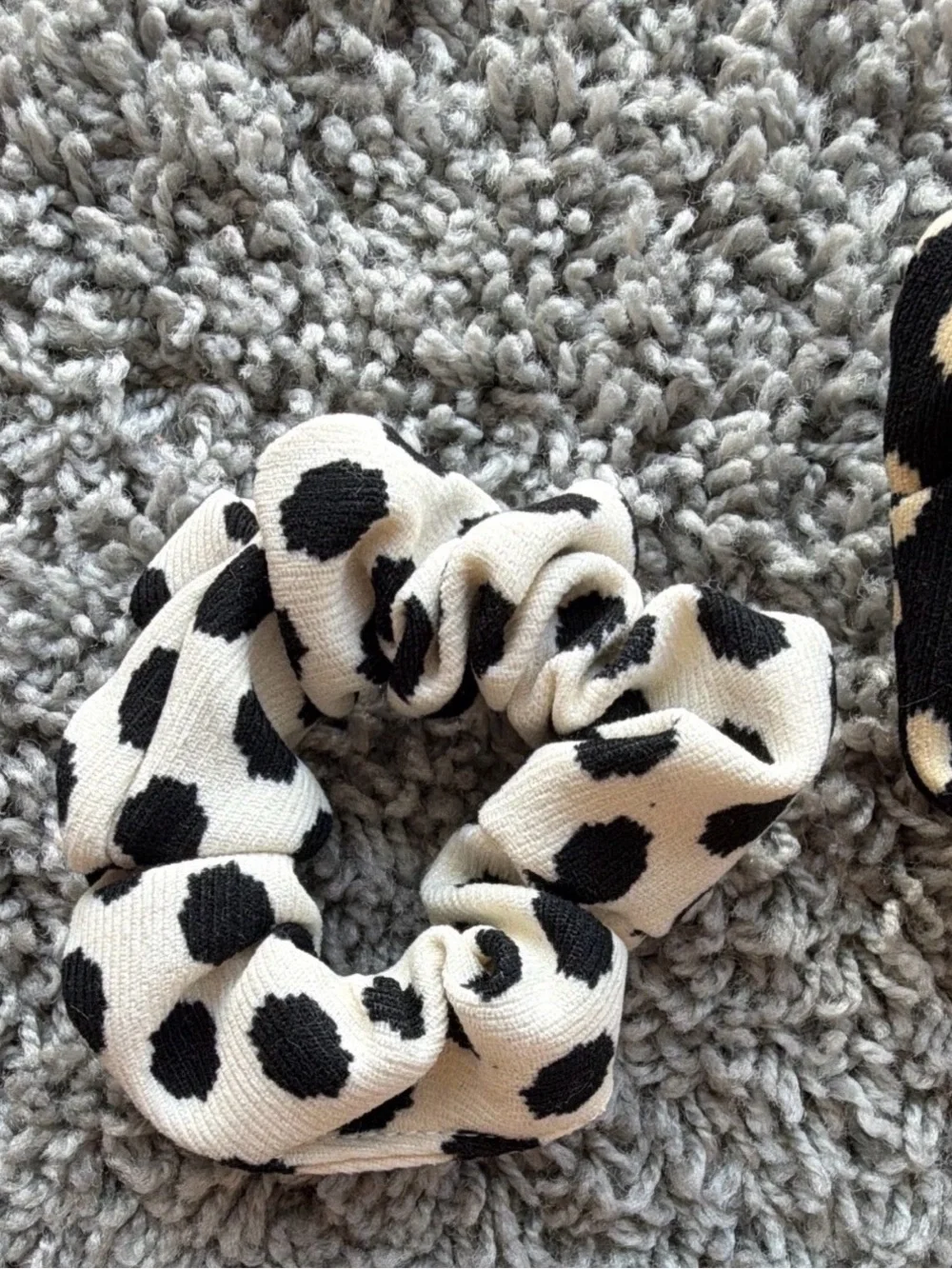 Animal Print Scrunchie Set - Black, White, Brown, Cream